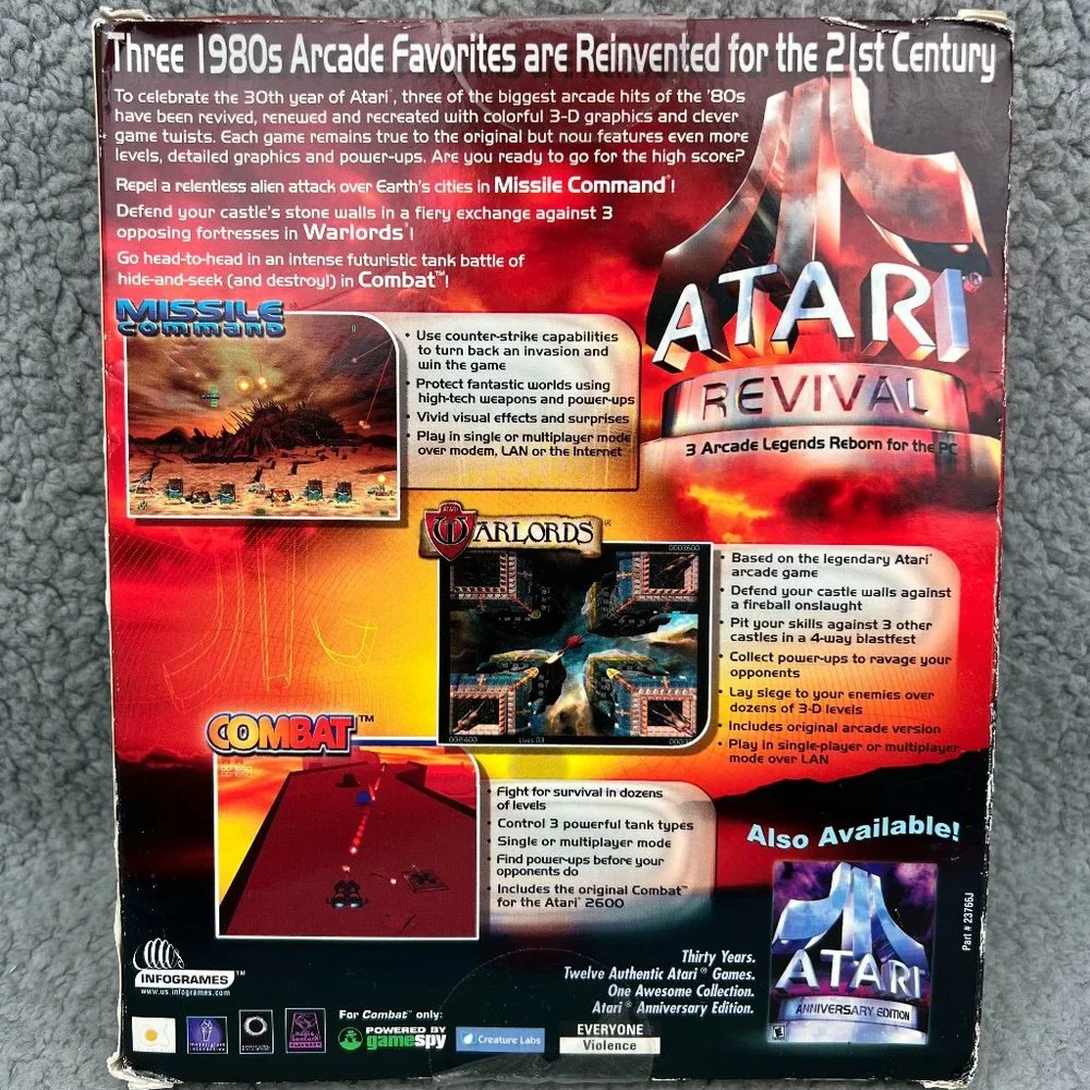 Atari Revival PC Games 3 Arcade Legends Reborn Missile Command Combat Warlords